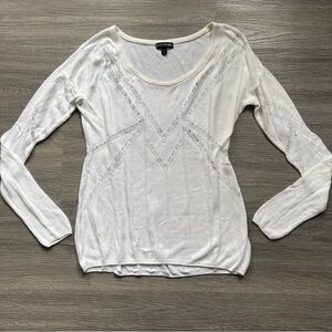 Express Cream Long Sleeve Knit Top